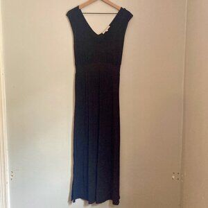 LOFT V-Neck Maxi Tank Dress Small Black Flowy Resort Vacation Beach Minimal